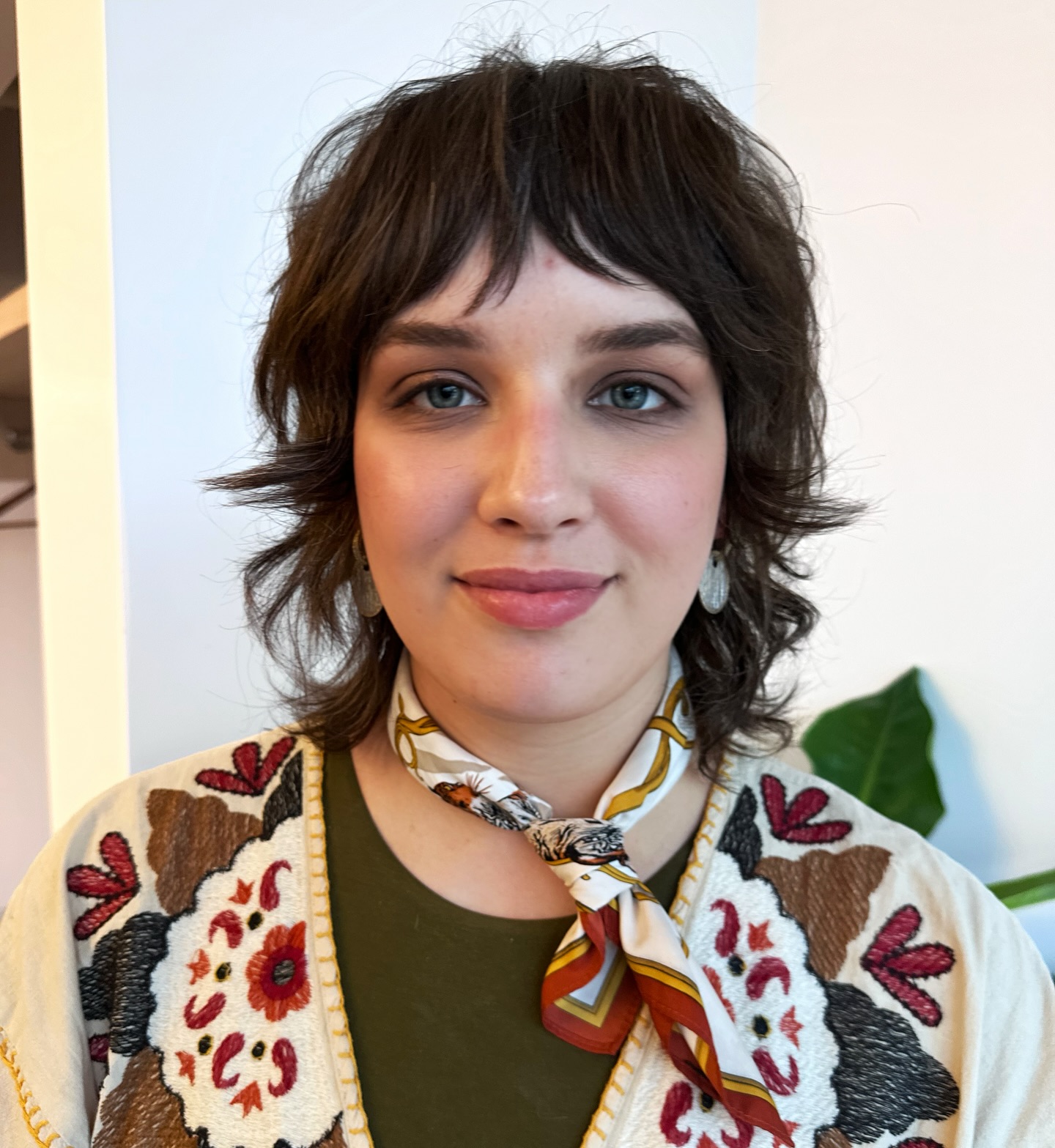 Textured Curly Shag with Face-Framing Bangs