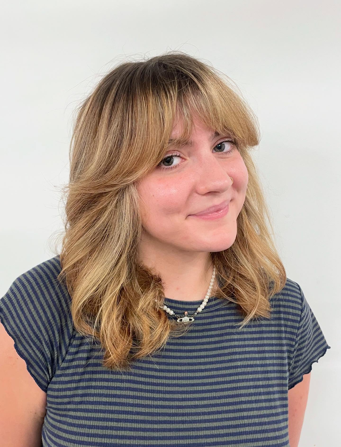 Textured Mid-Length Cut with Soft Bangs