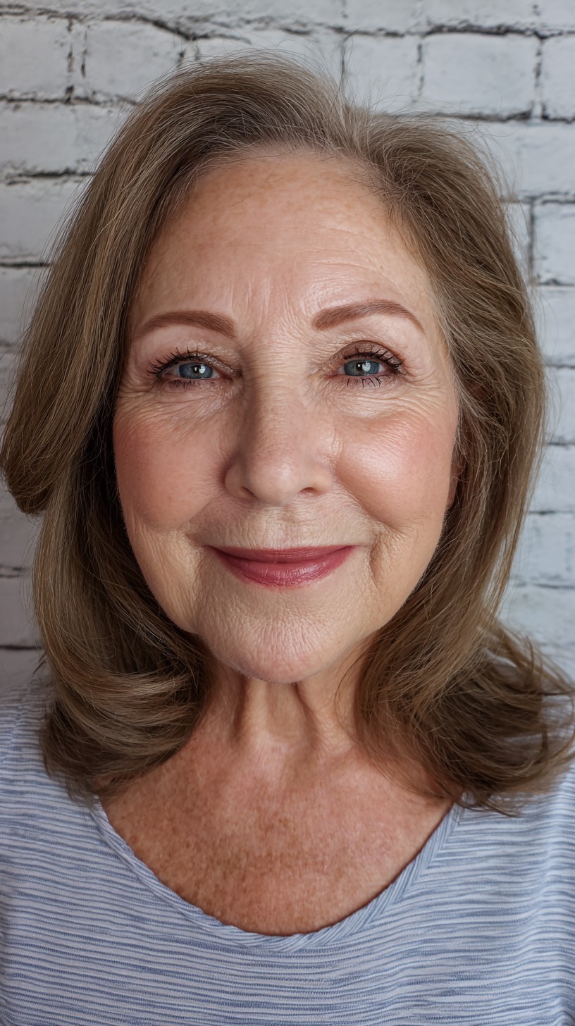 Timeless Natural Gray Layered Waves for Mature Hair