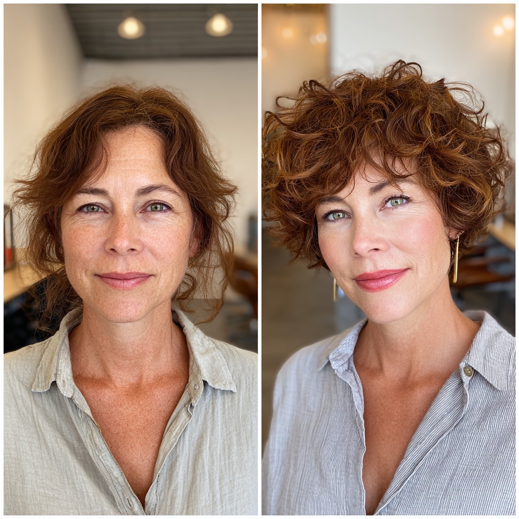 Transformative Short Curly Crop with Voluminous Texture