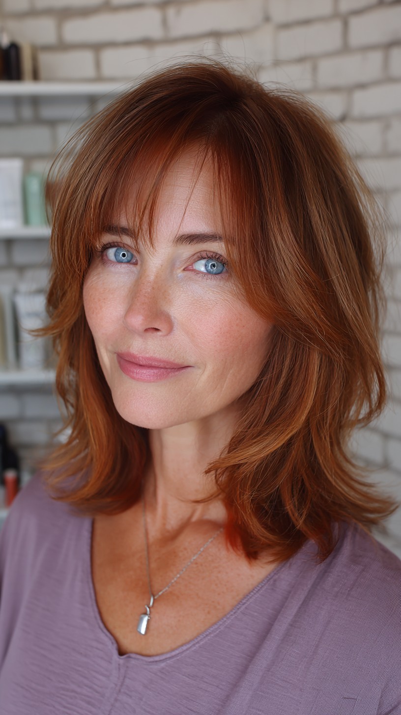 Vibrant Copper Bob with Textured Waves