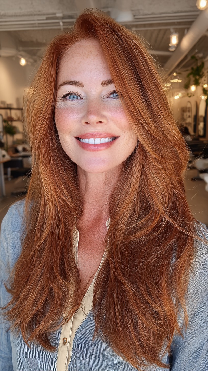 Vibrant Copper Waves with Soft Layers