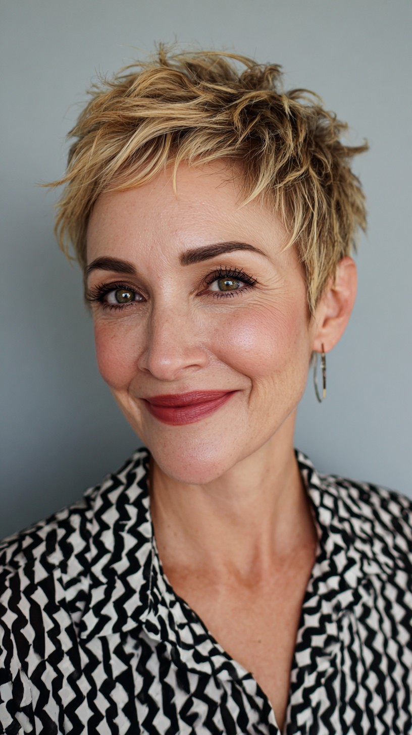 Vibrant Textured Pixie with Highlighted Tips