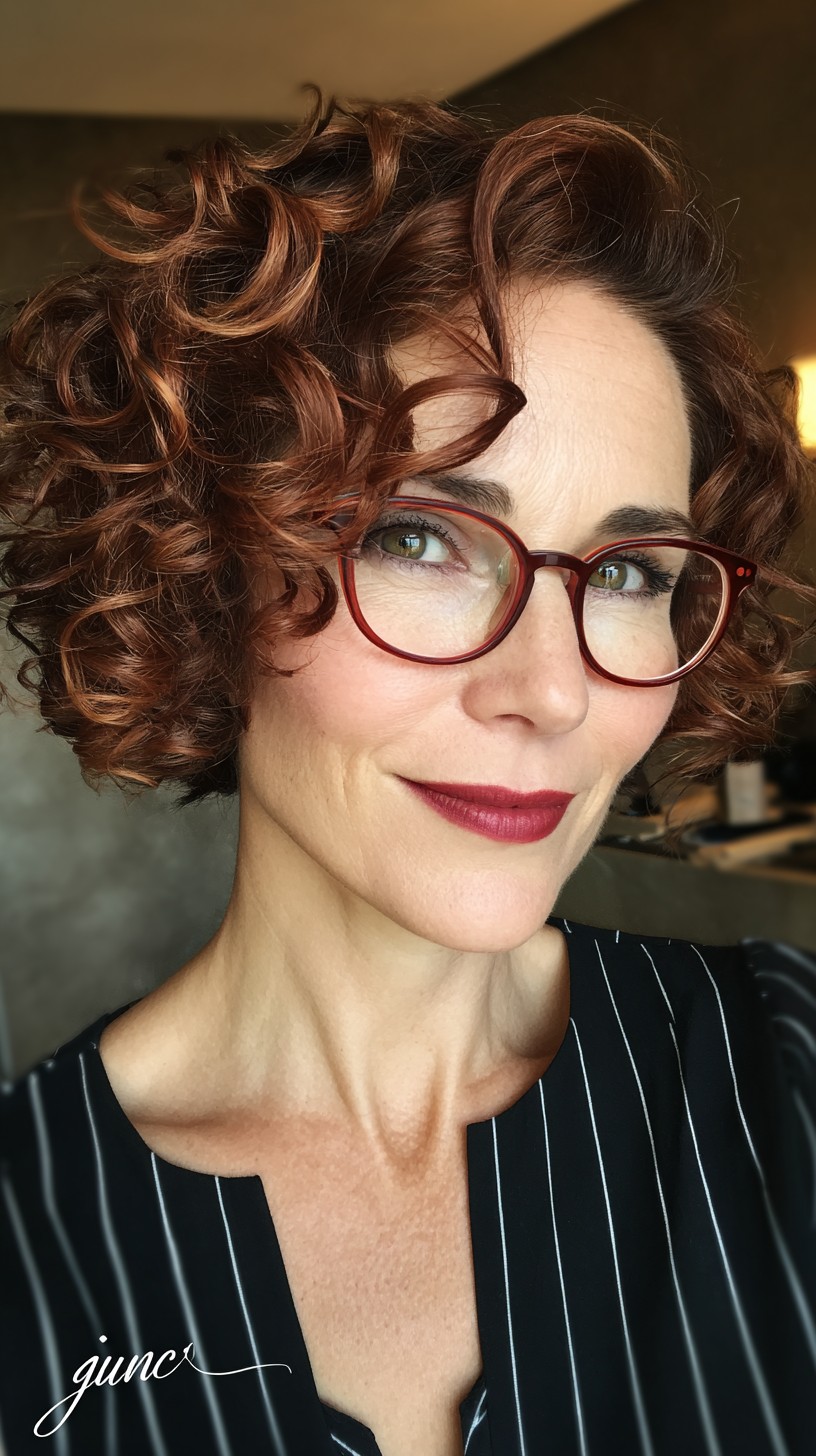 Vivid Auburn Tendril Bob with Glossy Finish