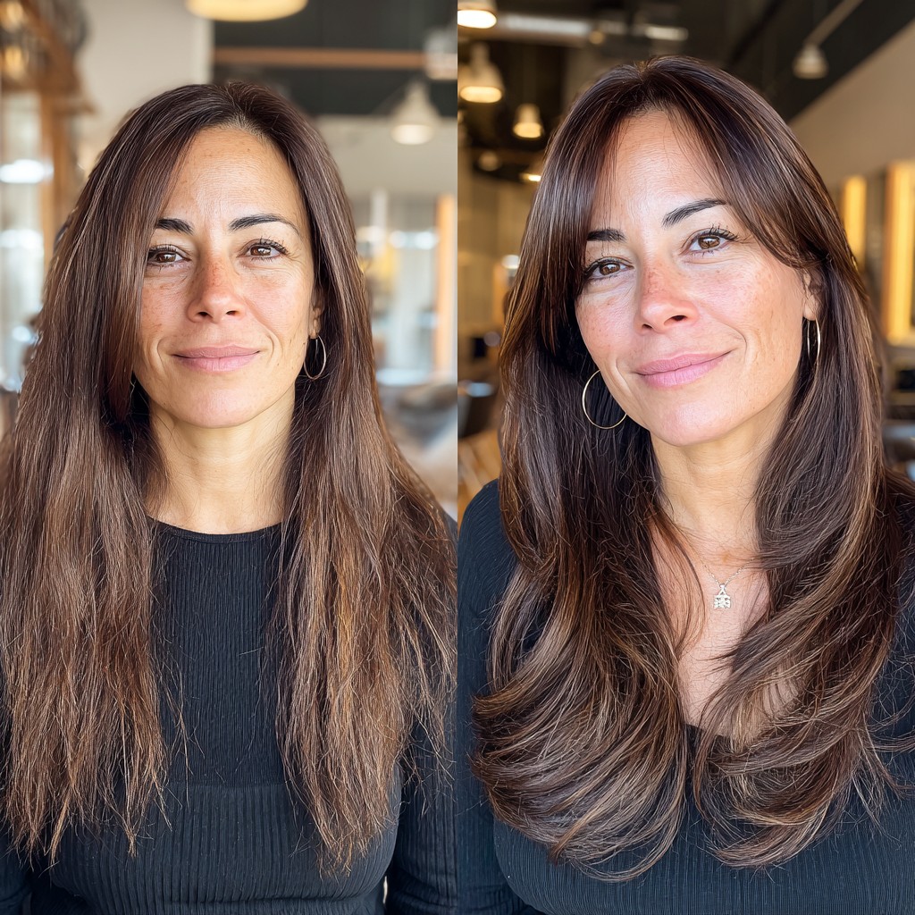 Volume-Boosting Layered Cut for Long Hair