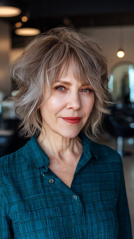 Voluminous Salt-and-Pepper Textured Shag