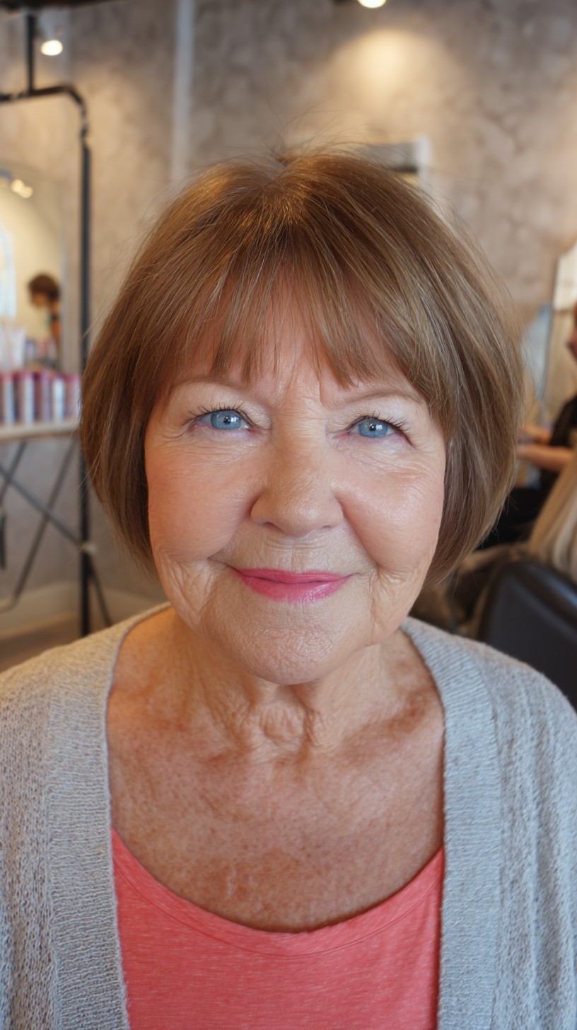 Warm Auburn Bob with Delicate Fringe