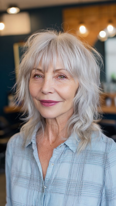 Whispy Silver Waves with Graduated Layers