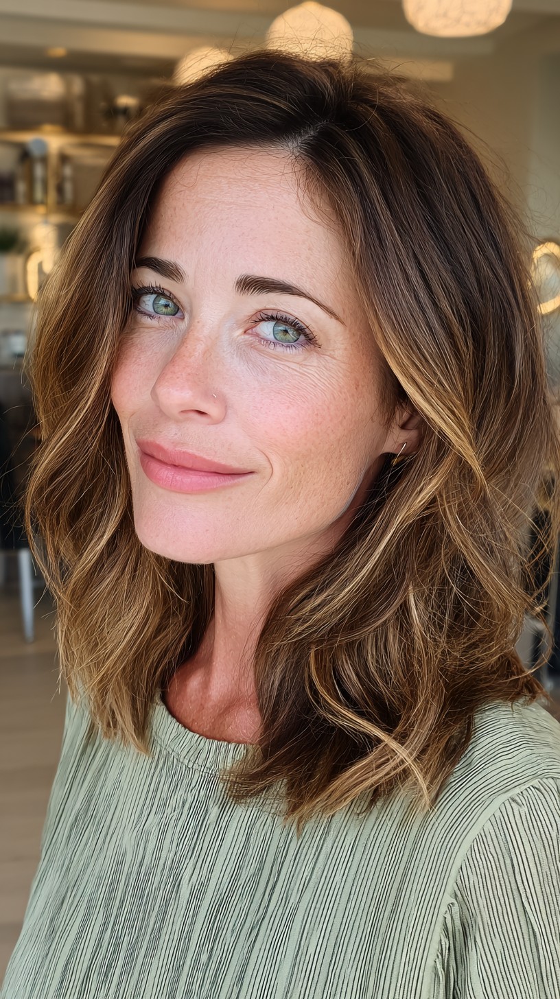 Beachy Caramel Waves with Subtle Balayage