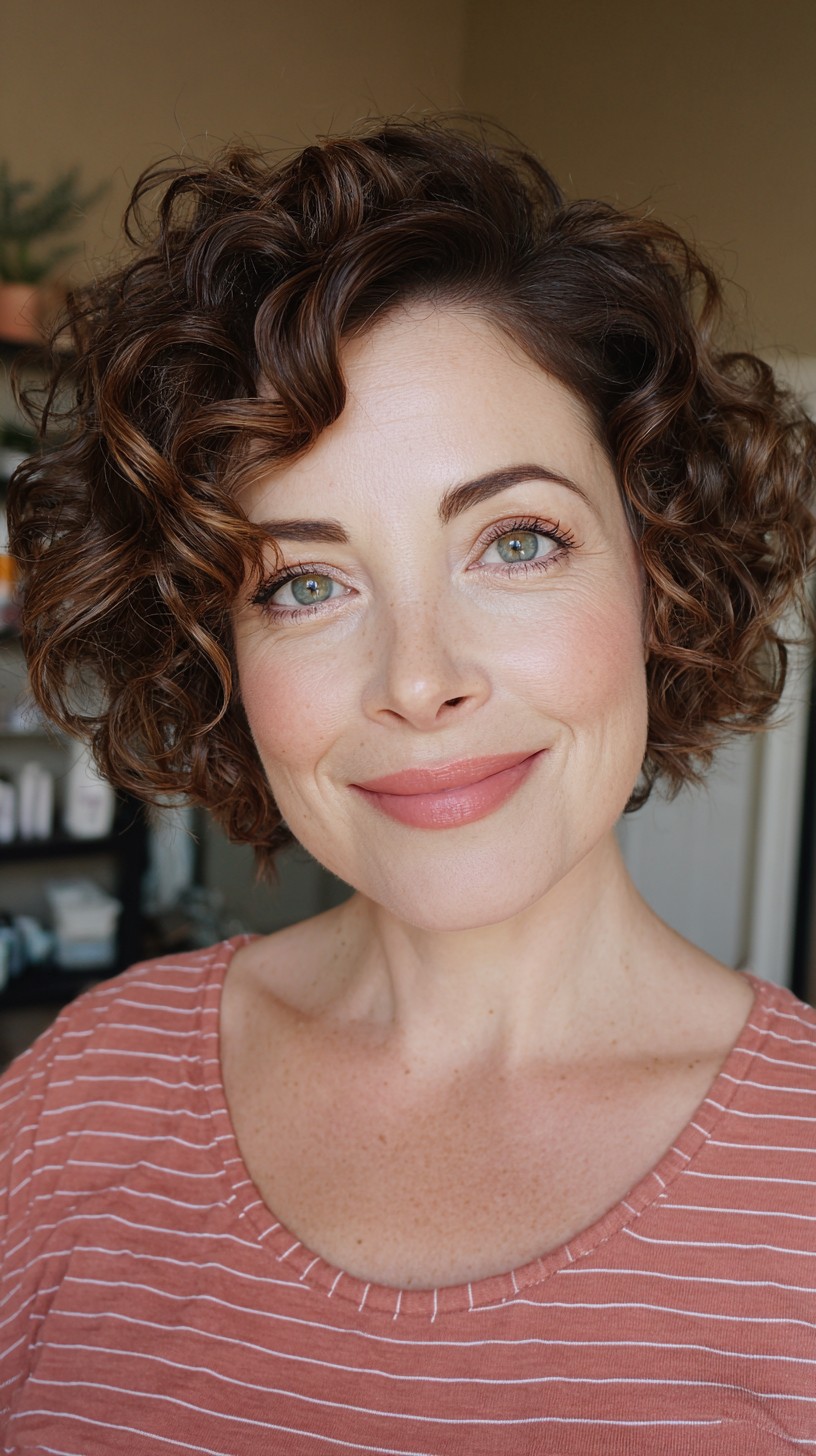 Bouncy Espresso Ringlets with Tapered Nape