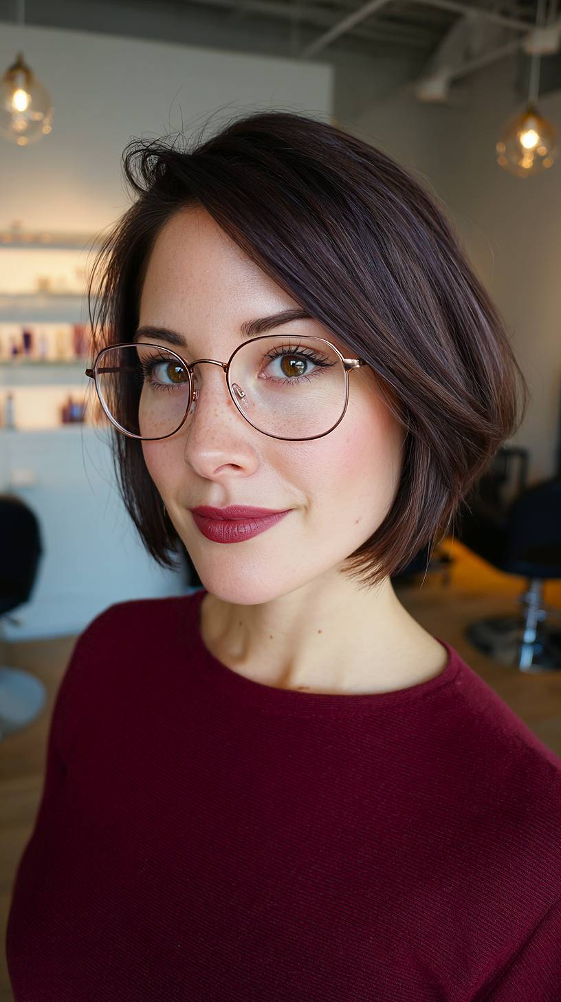 Chic Dark Bob with Subtle Highlights