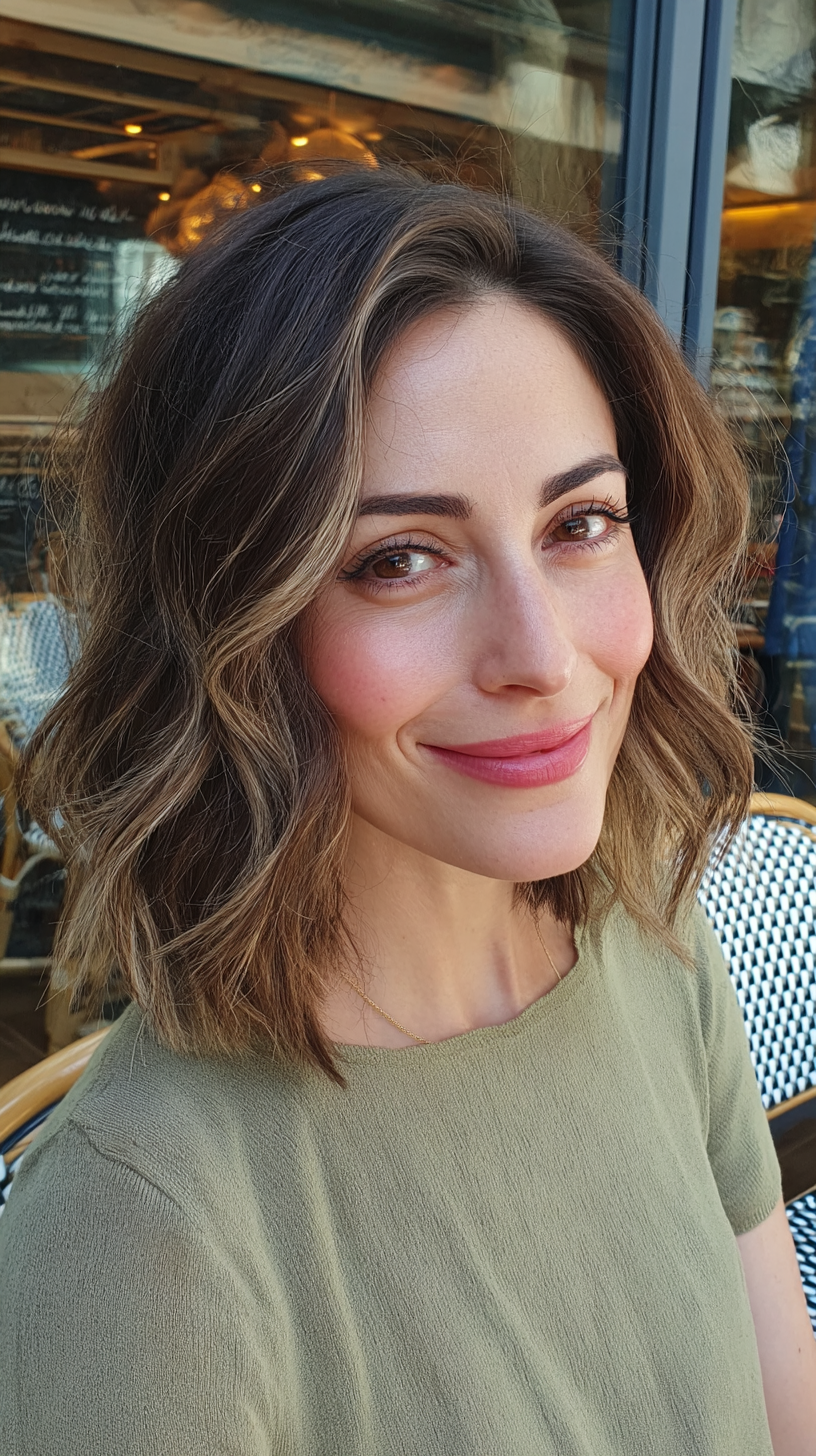 Chic Layered Bob with Blonde Highlights