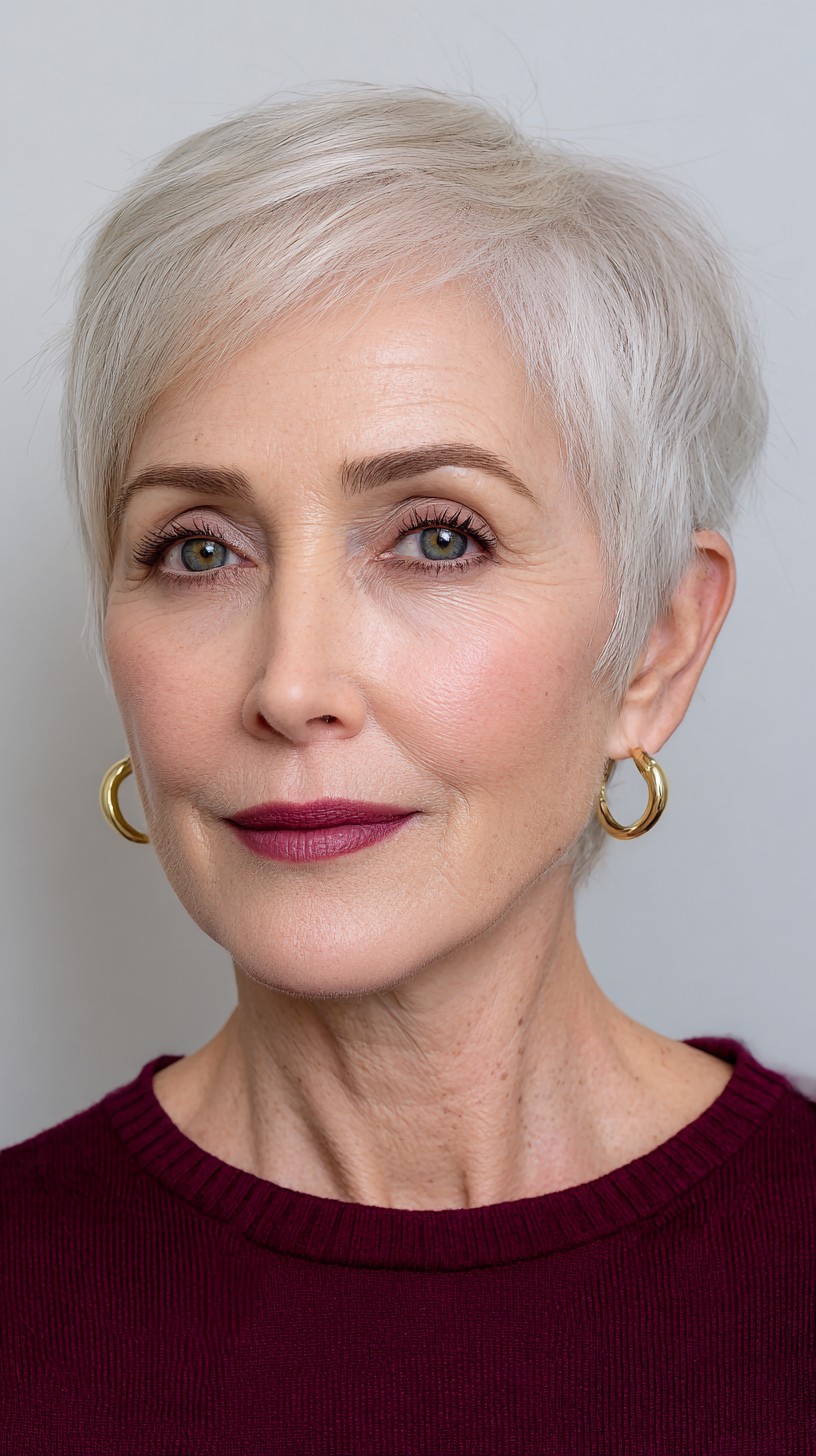 Chic Silver Crop with Feathered Texture