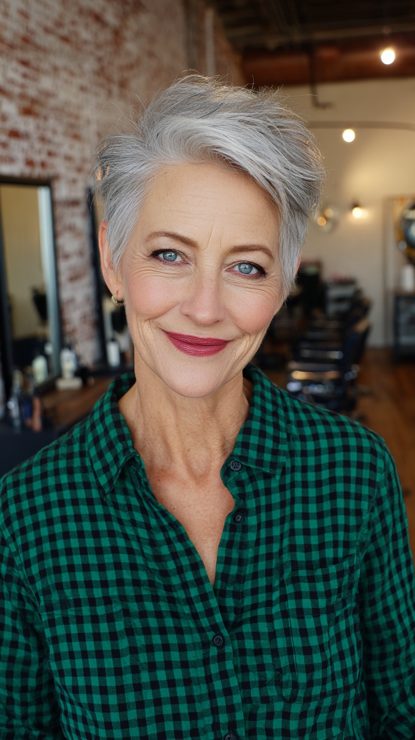 Classic Silver Textured Layered Pixie