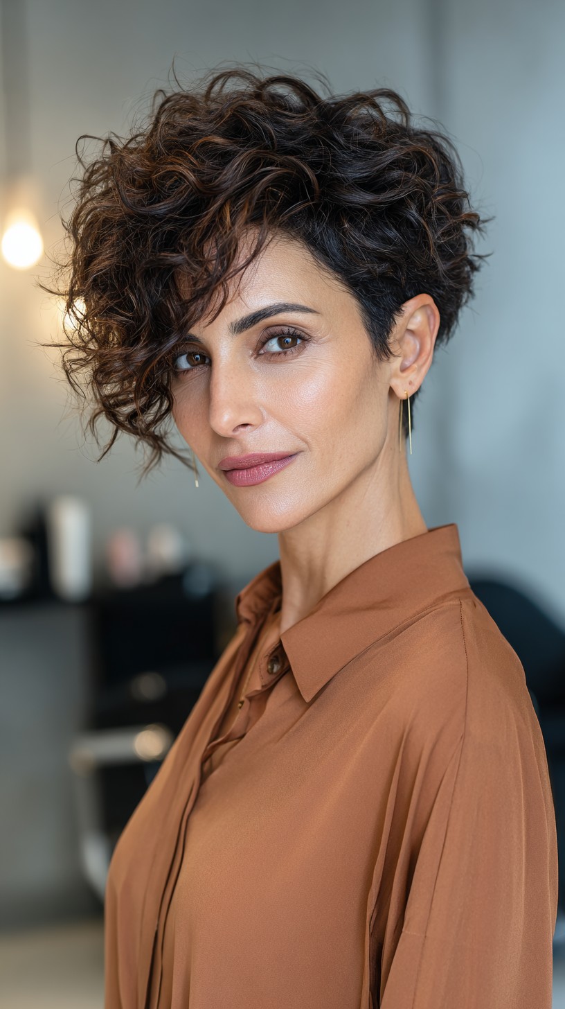 Dynamic Chestnut Tousled Pixie