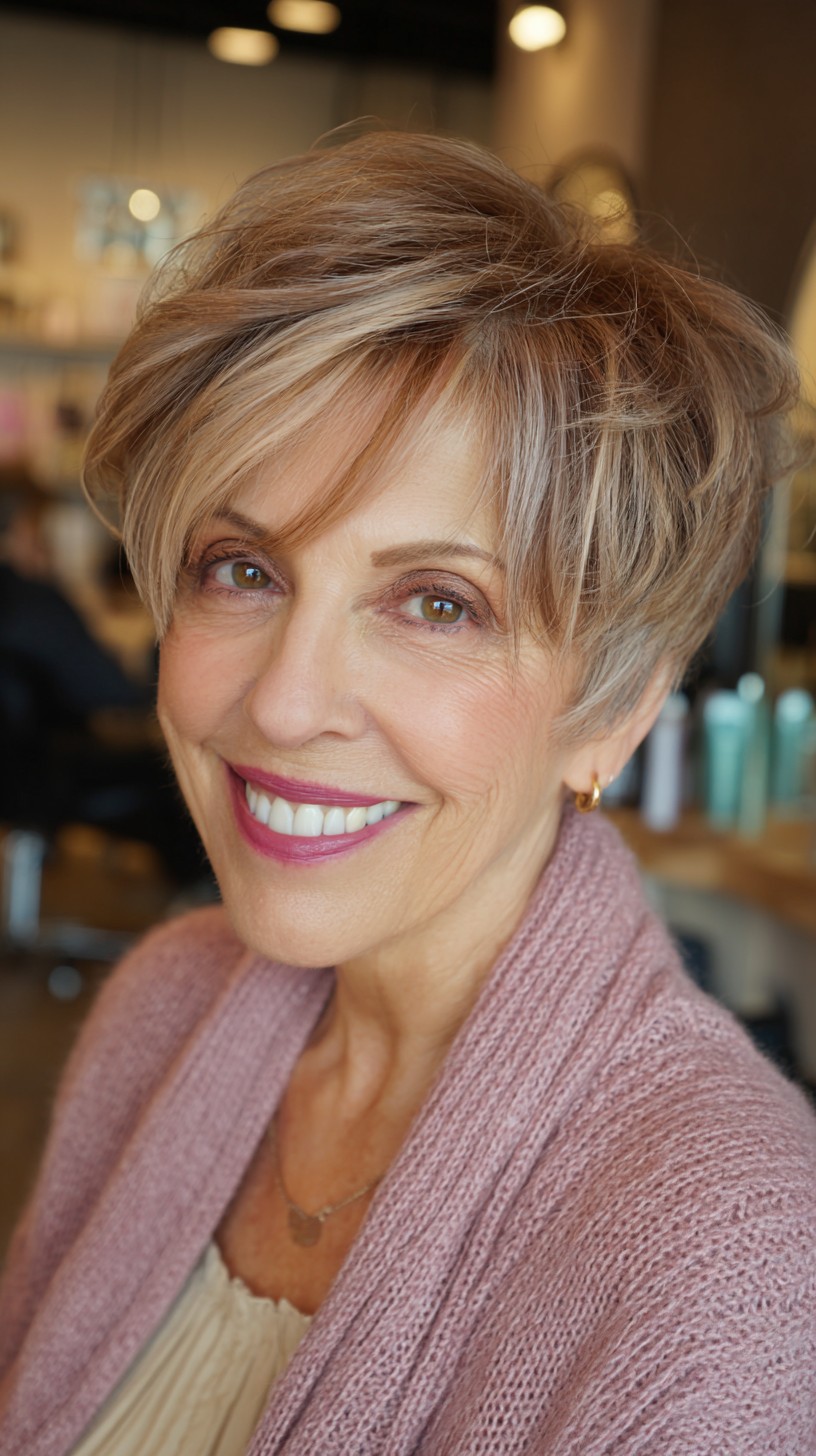 Dynamic Tousled Bob with Subtle Highlights