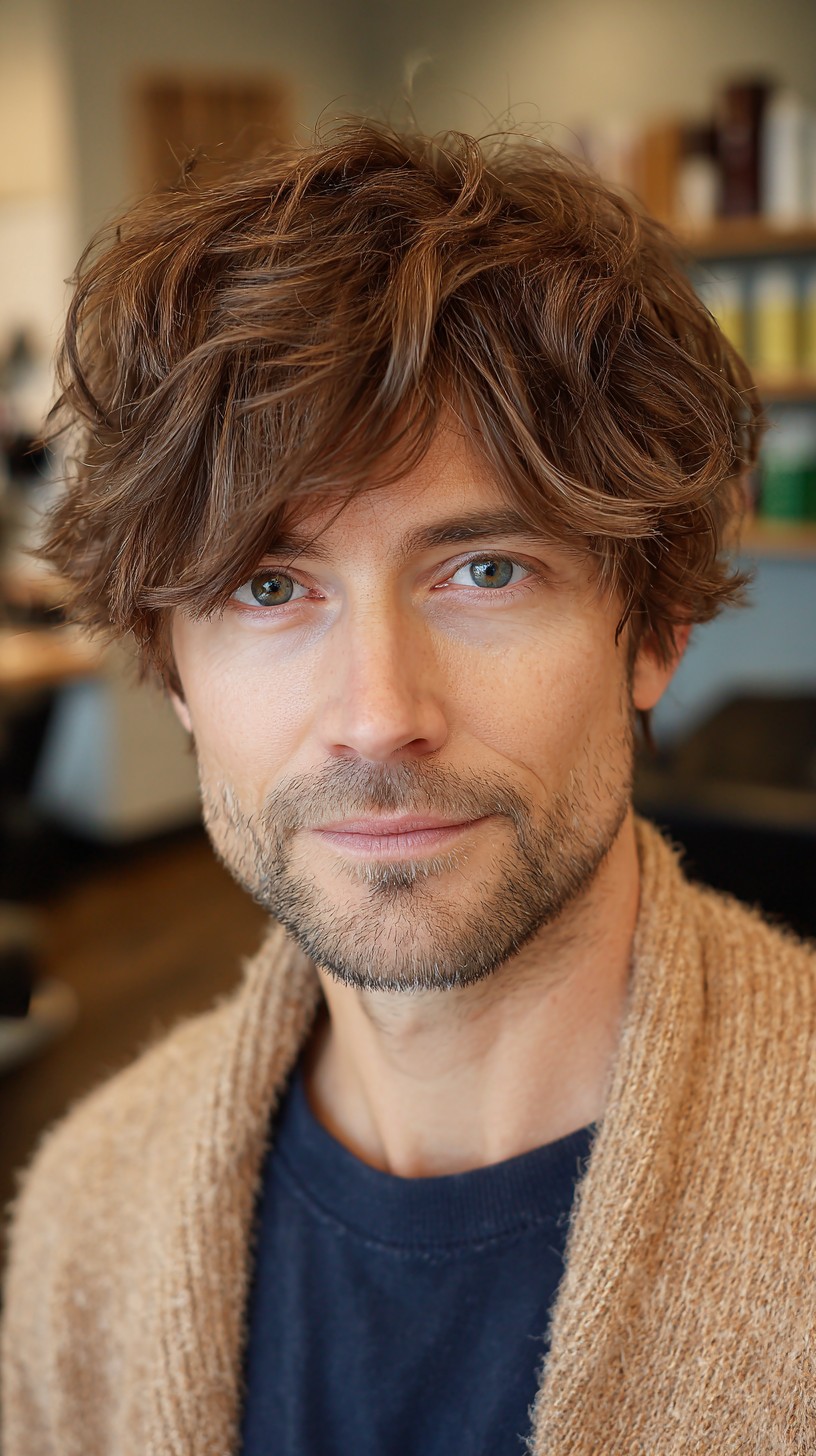 Effortless Soft Waves with Natural Highlights for Men