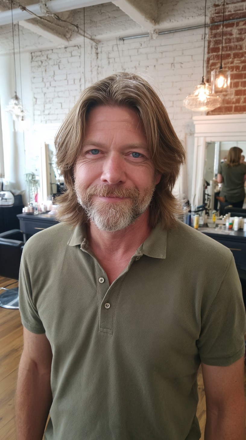 Effortlessly Casual Shoulder-Length Layers for Men