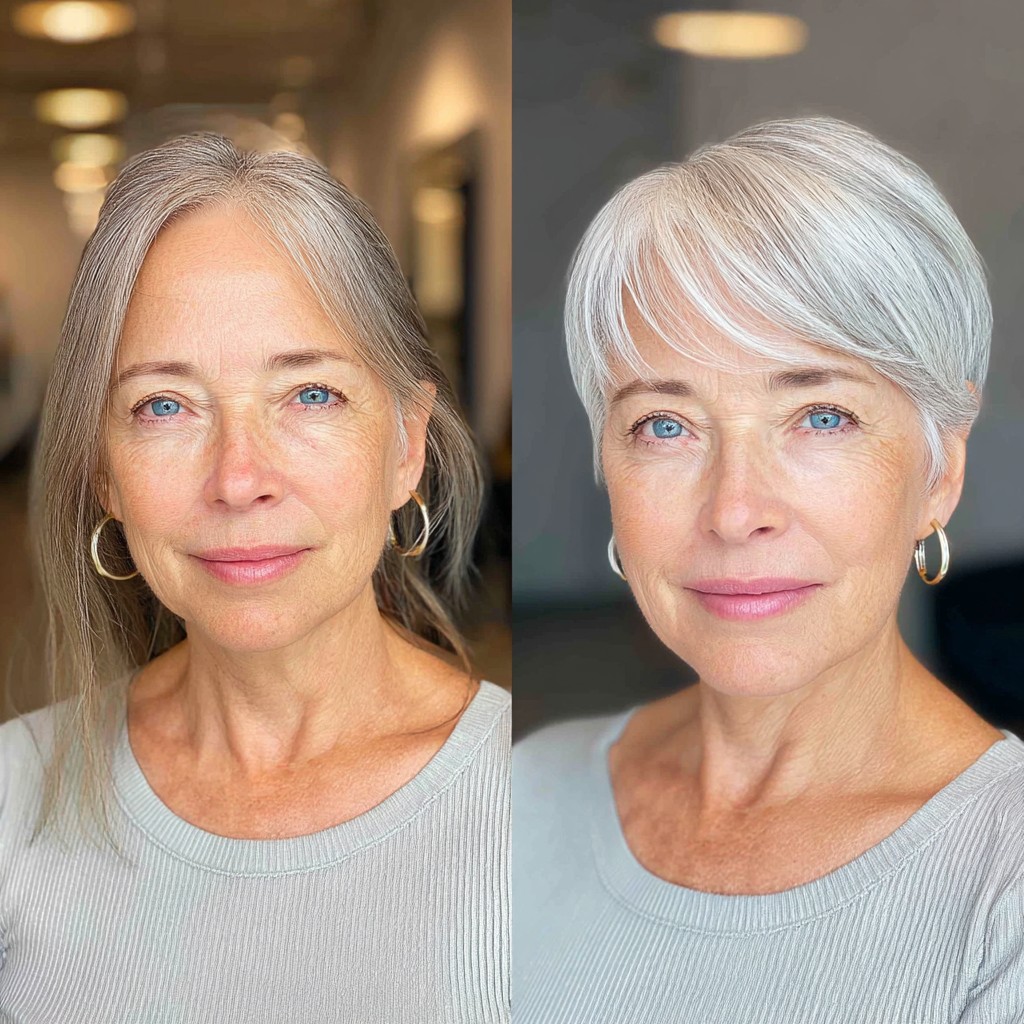 Elegant Silver Pixie with Soft Layers