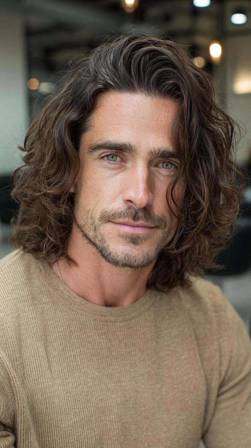 Flowing Chestnut Waves with Subtle Highlights