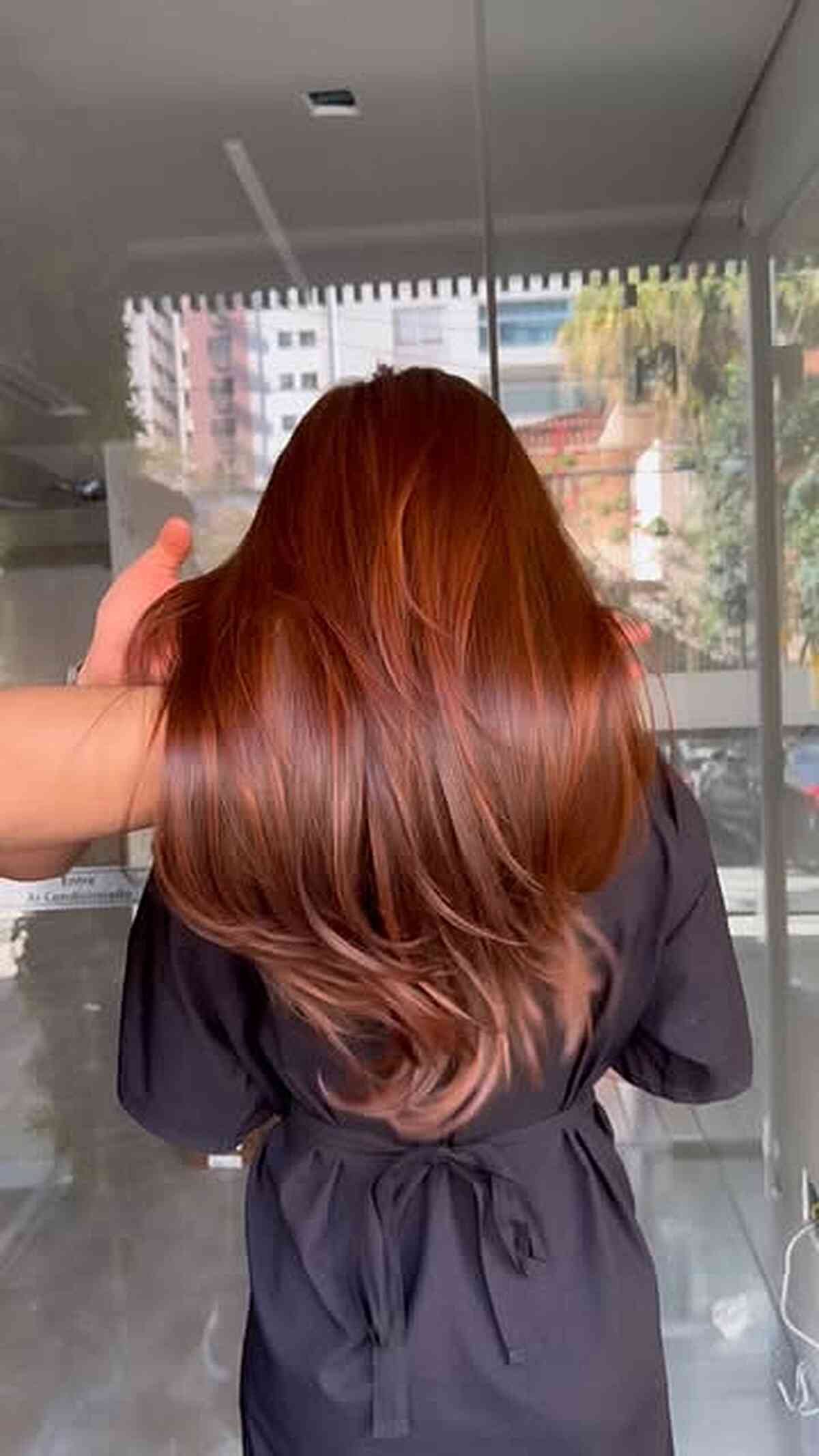 Glossy Chocolate Brown Layered Tresses