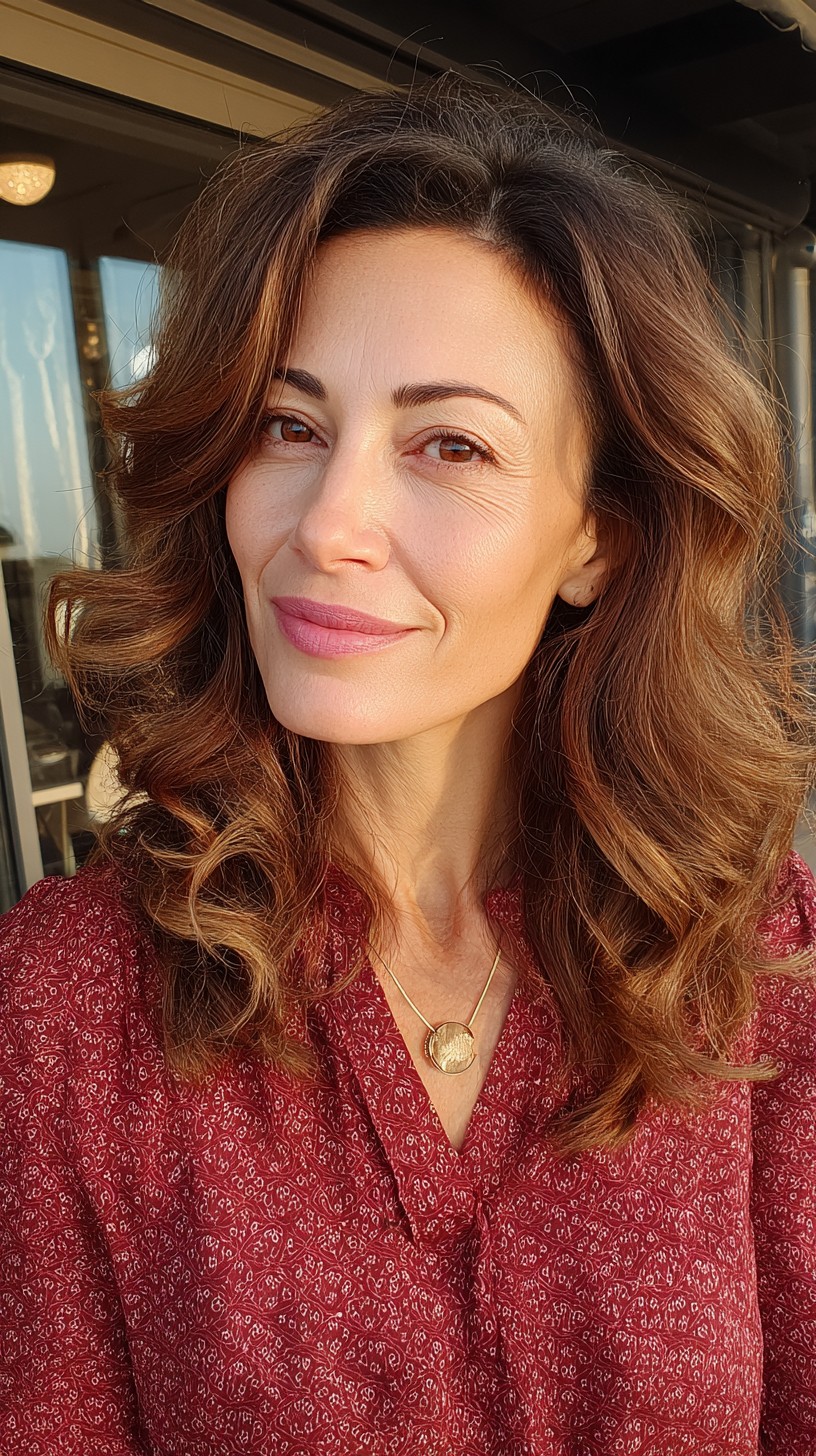 Glowing Sun-Kissed Cinnamon Curl Cascade