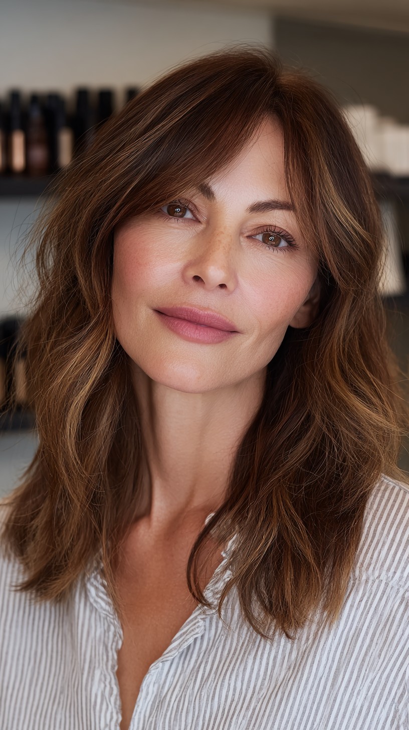 Natural Brunette Shag with Subtle Highlights