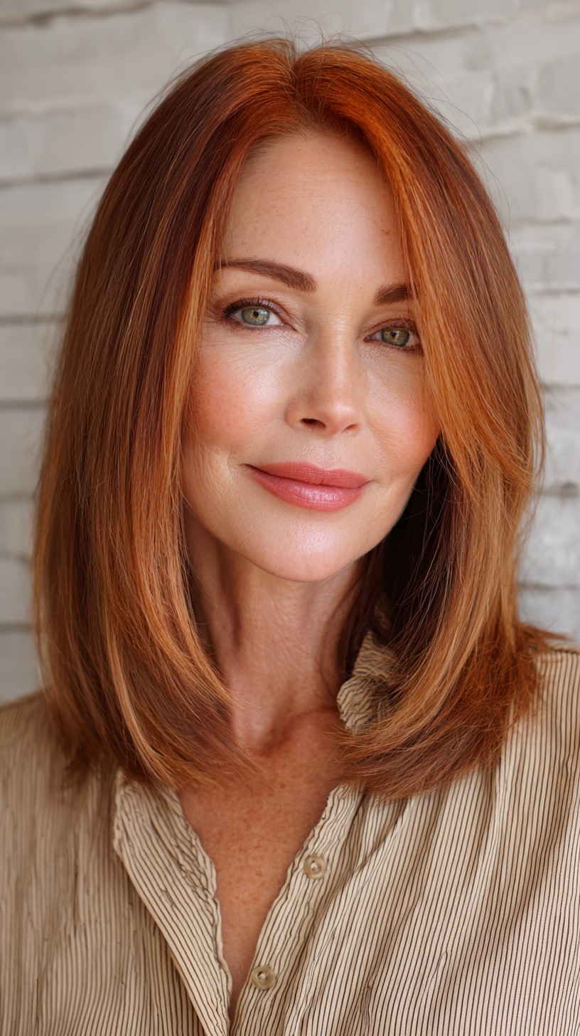 Polished Shoulder-Length Copper Bob