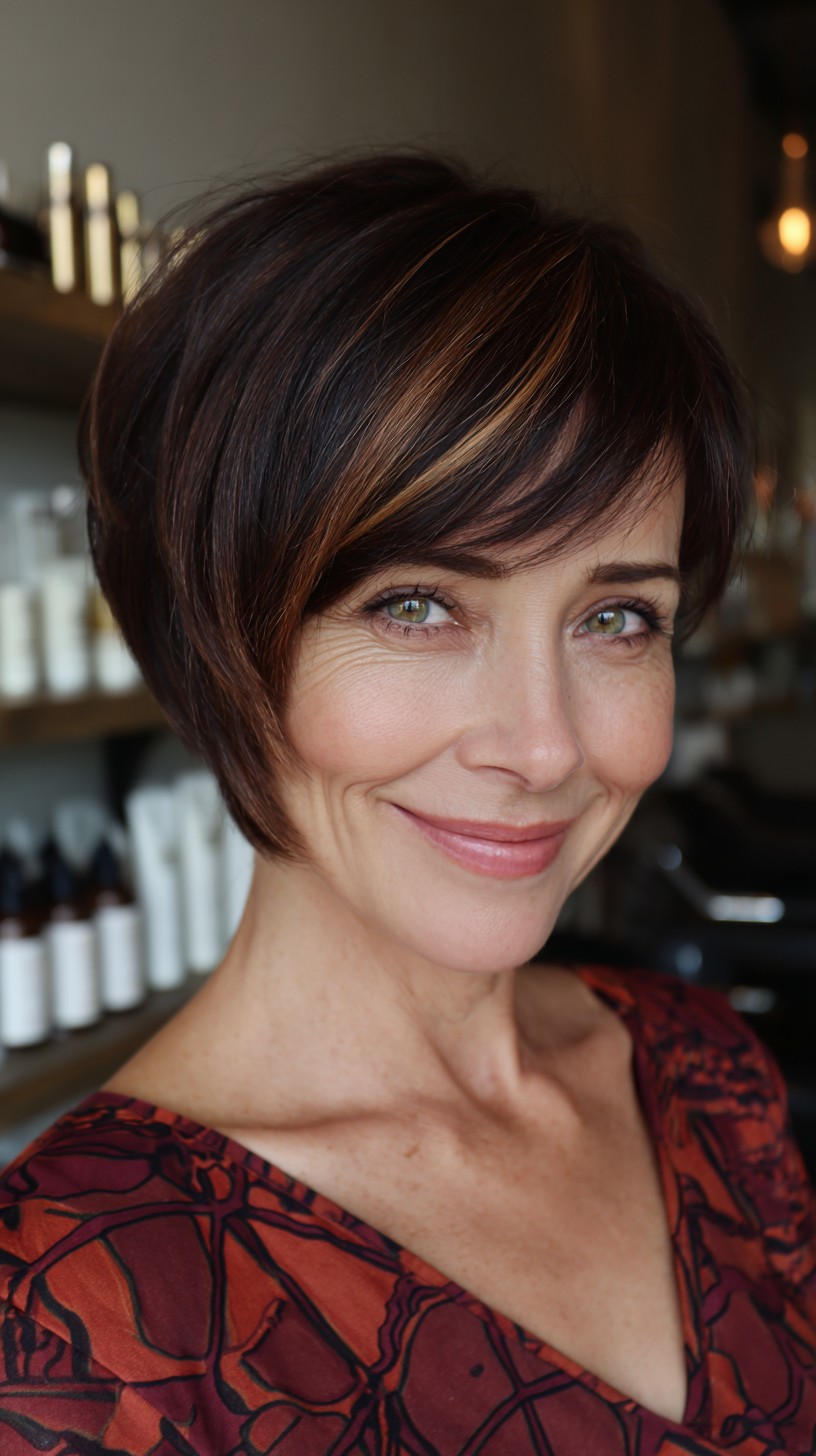 Rich Chocolate Bob with Caramel Highlights