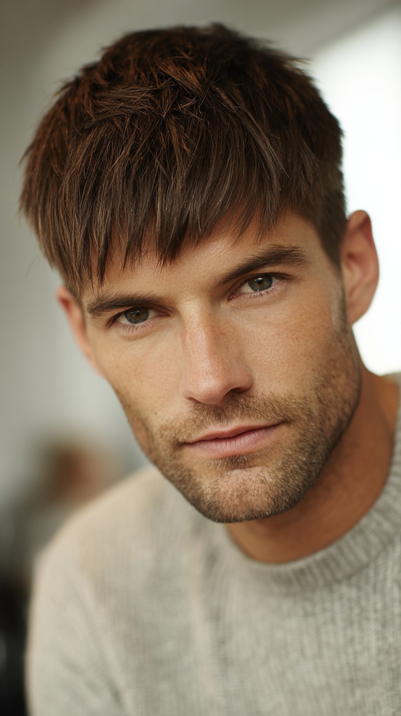 Sharply Textured Short Fringe for Men