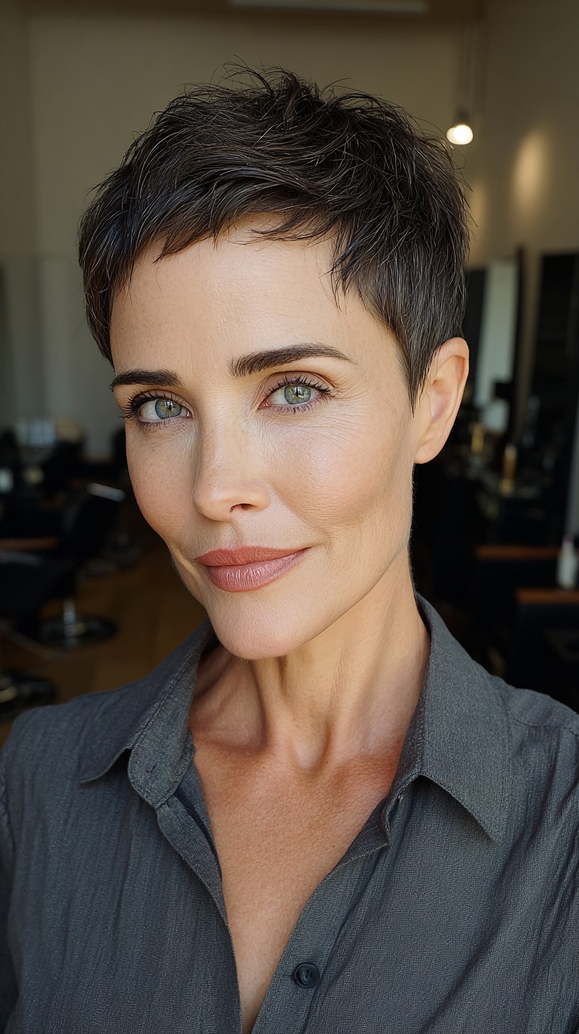 Sleek Brunette Pixie with Defined Texture