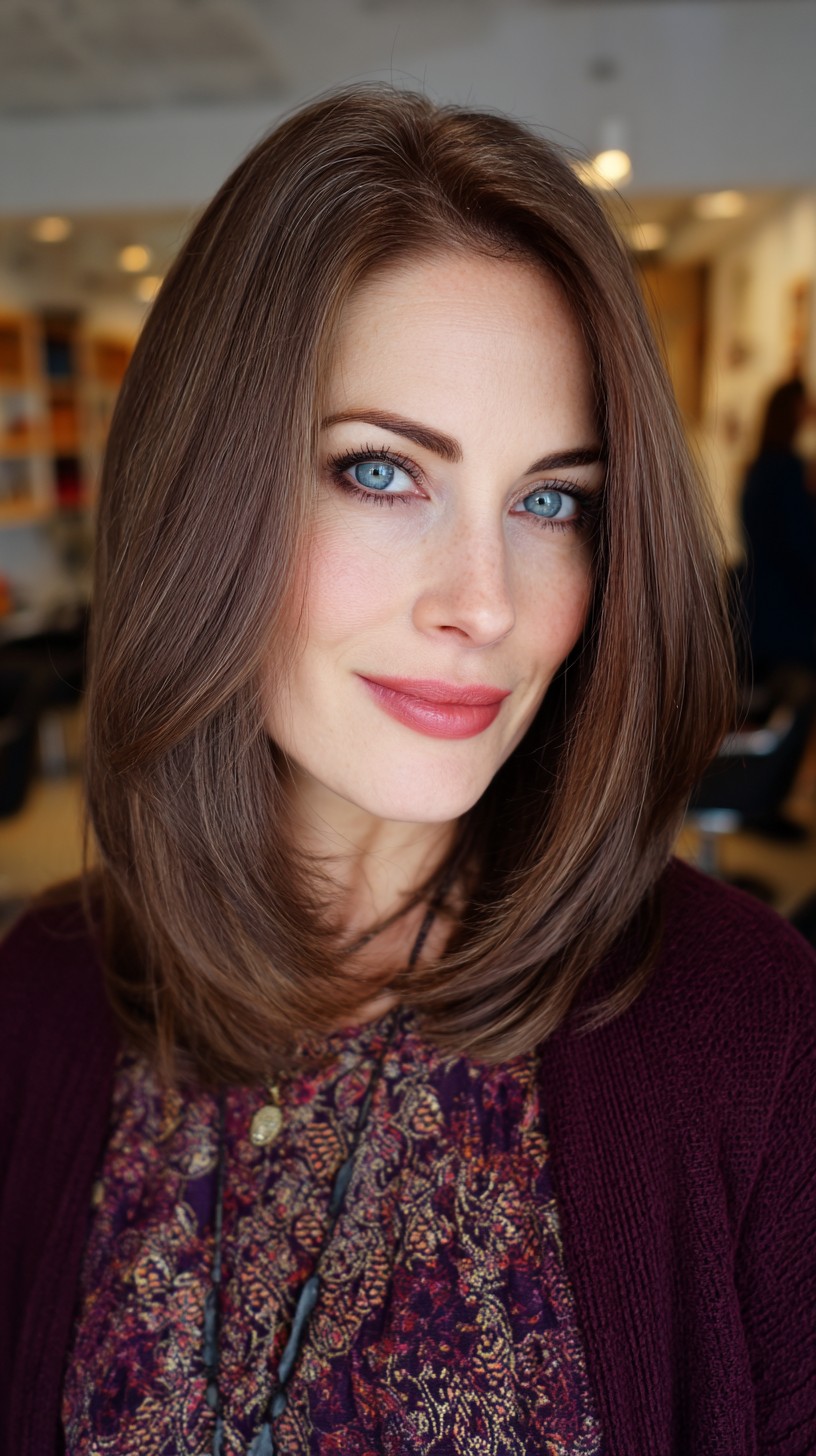 Sleek Copper-Toned Layered Lob
