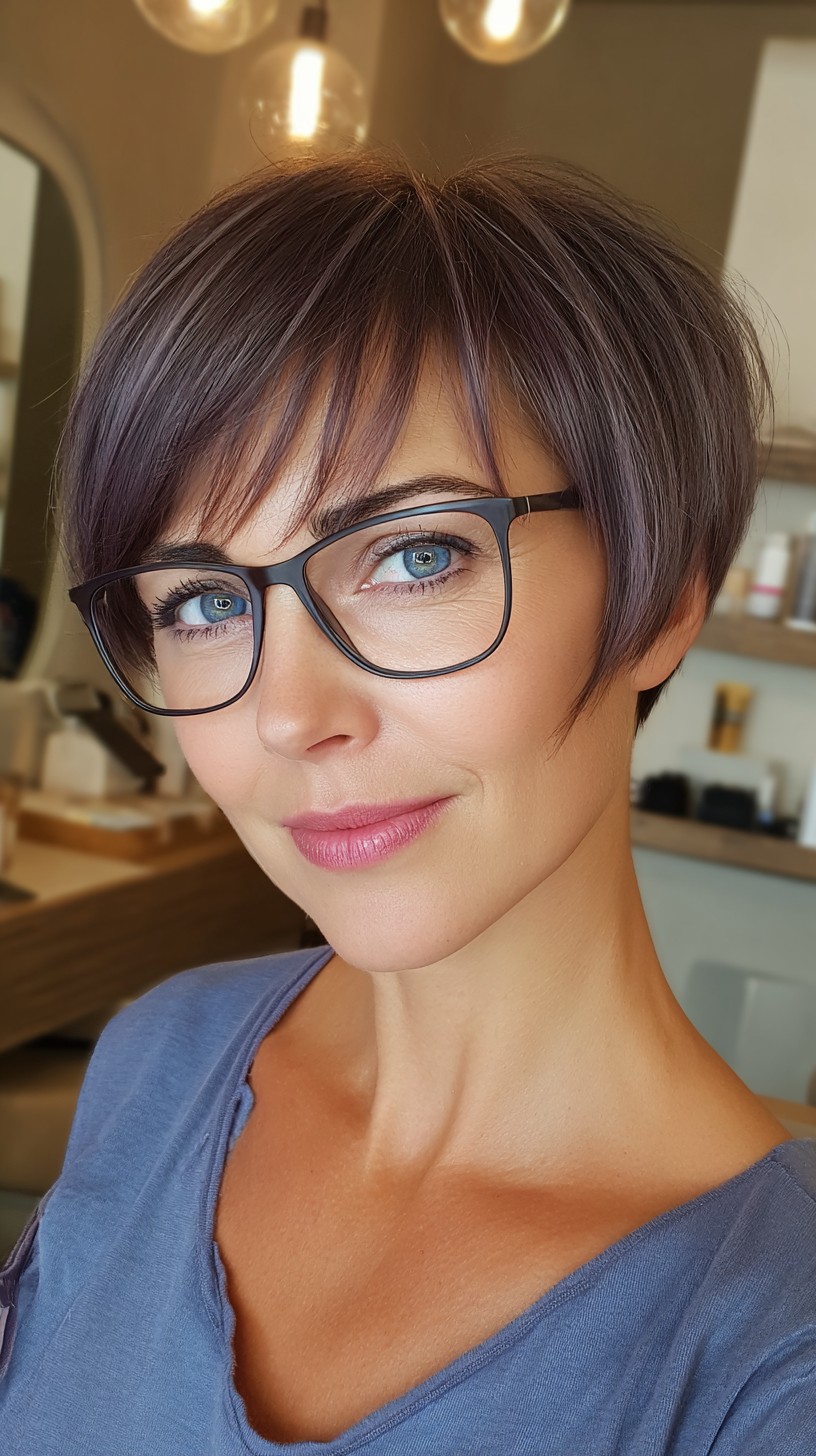 Sleek Ultraviolet Textured Pixie Cut