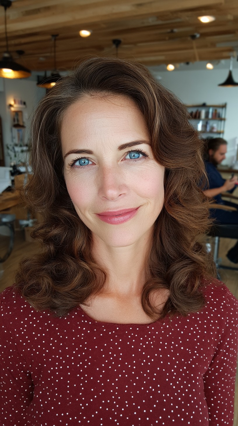 Soft Chestnut Waves with Gentle Side Sweep