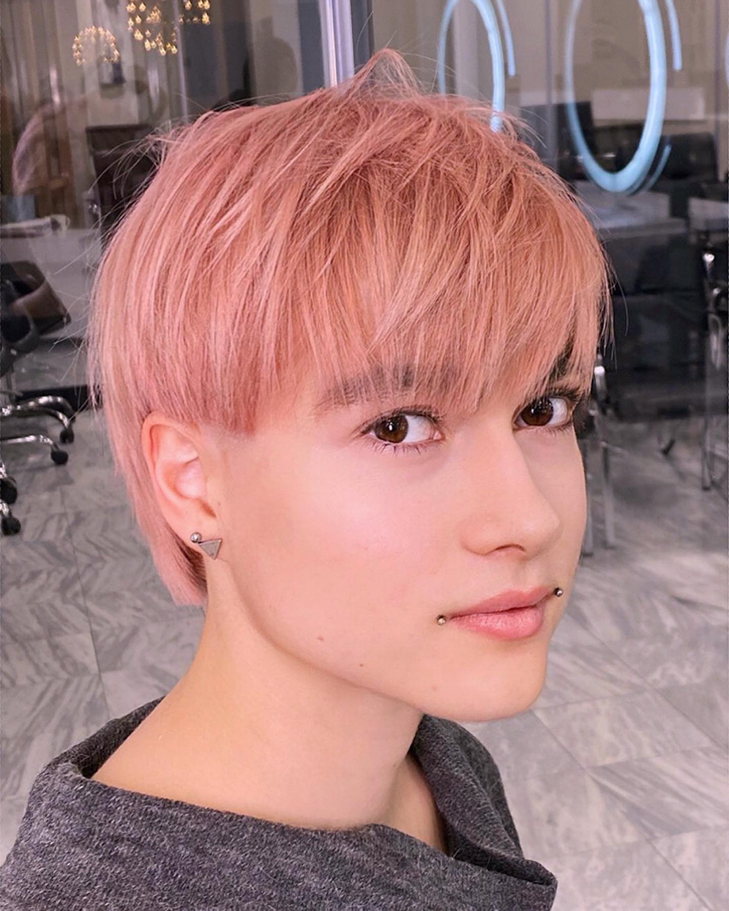 Soft Rose Gold Fringe with Tapered Neckline