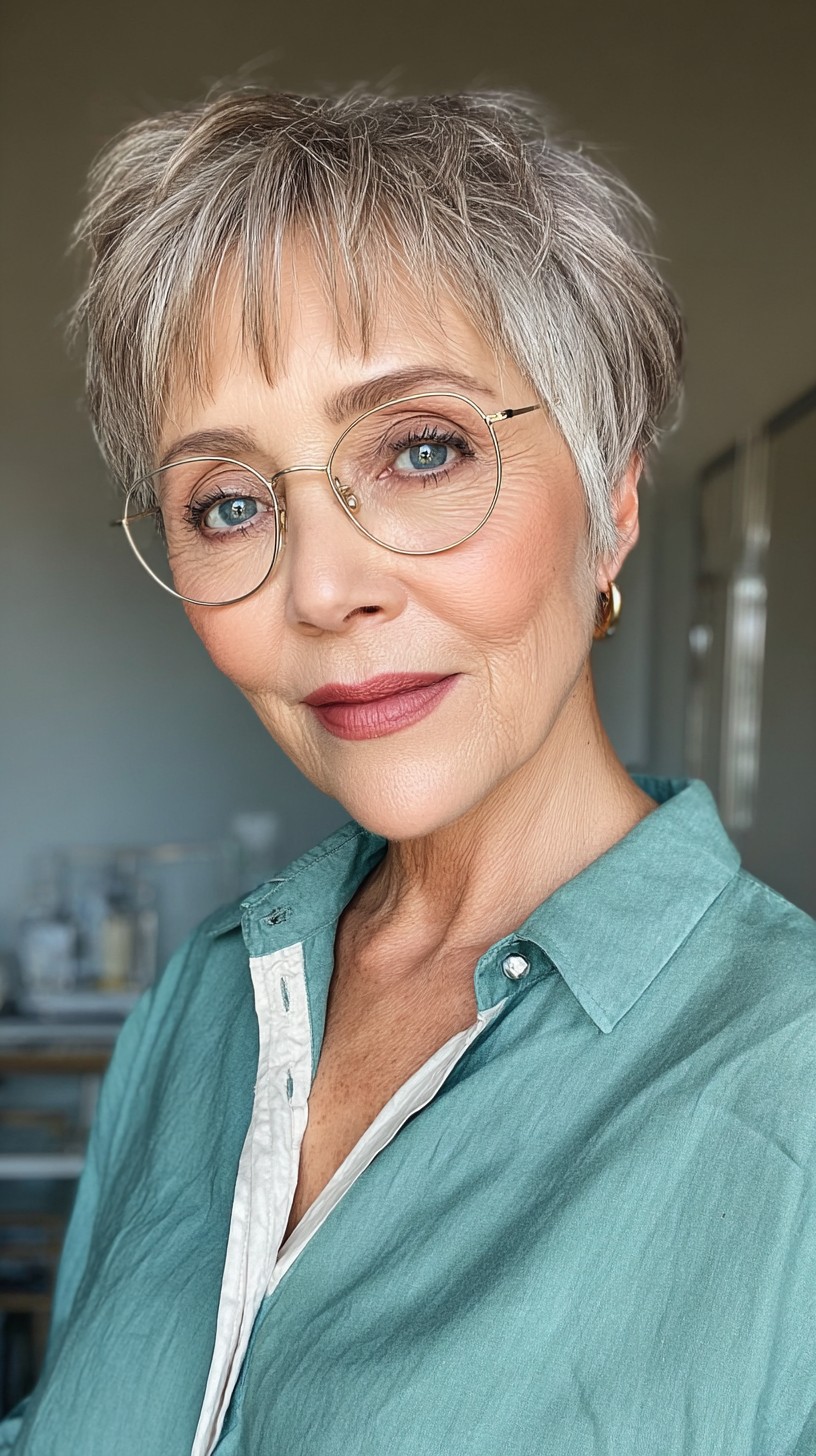 Sophisticated Silver Feathered Pixie with Natural Texture