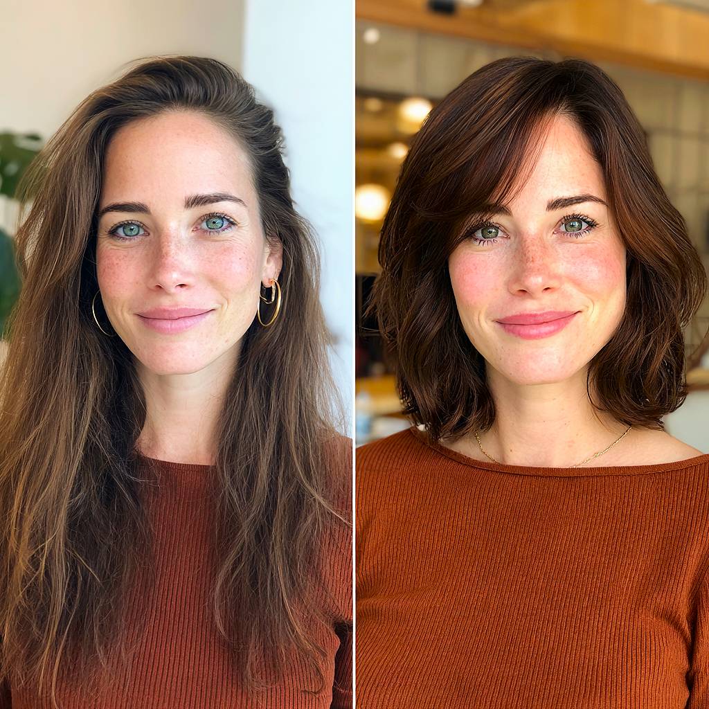 Stylish Shoulder-Length Waves with Soft Fringes