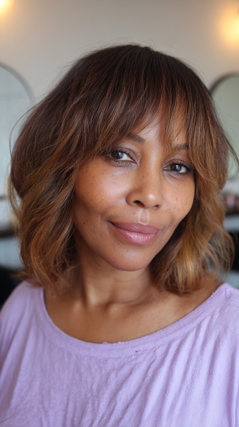 Subtle Chestnut Waves with Graduated Bob Cut