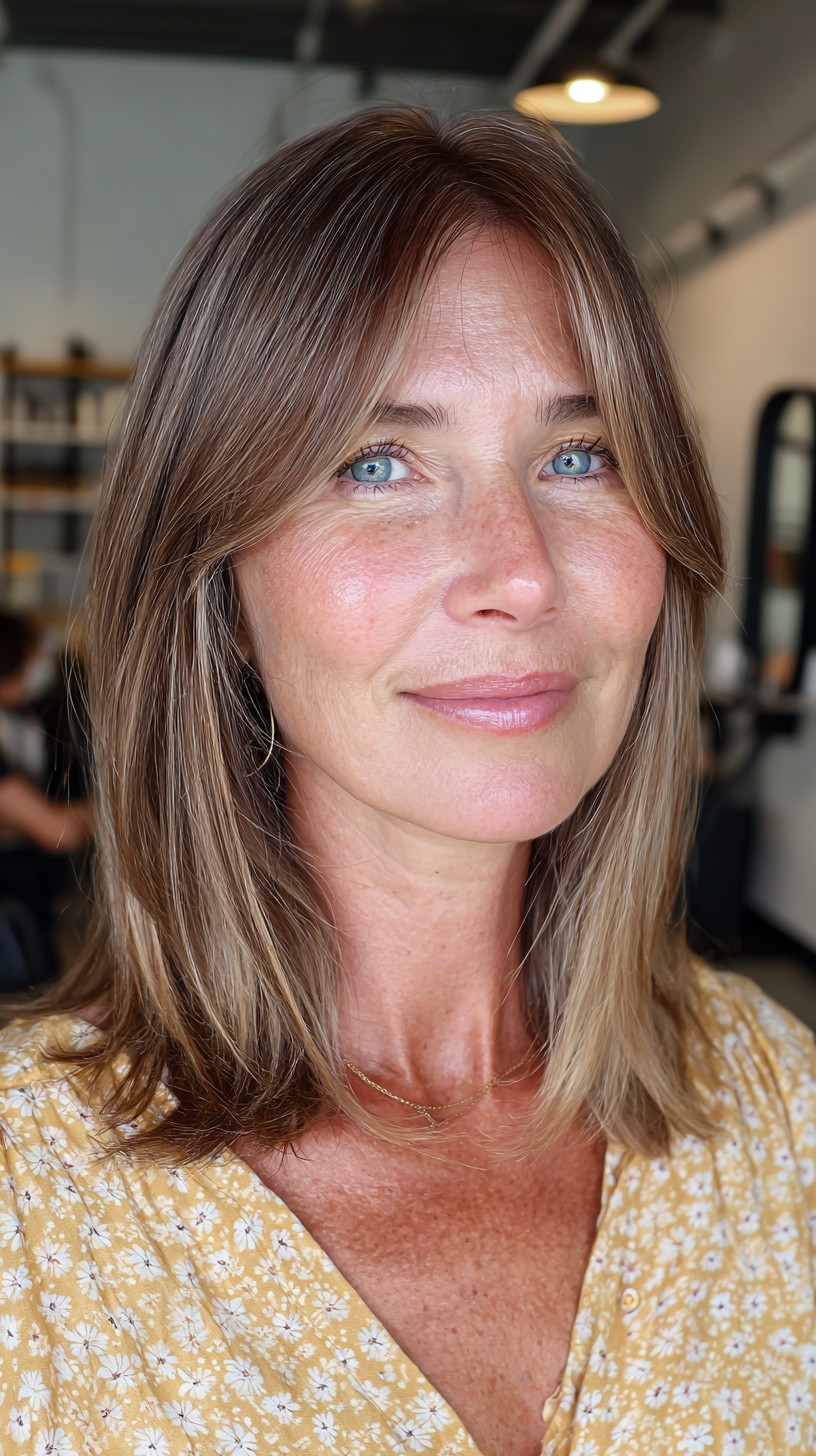 Sun-Kissed Caramel Feathered Layers for Mature Women