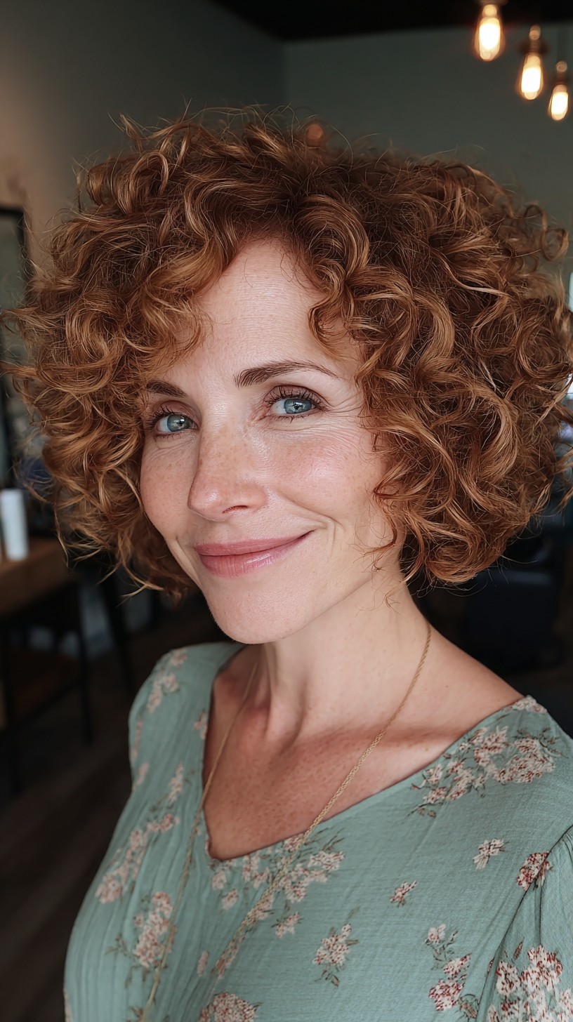 Sun-Kissed Copper Curly Bob