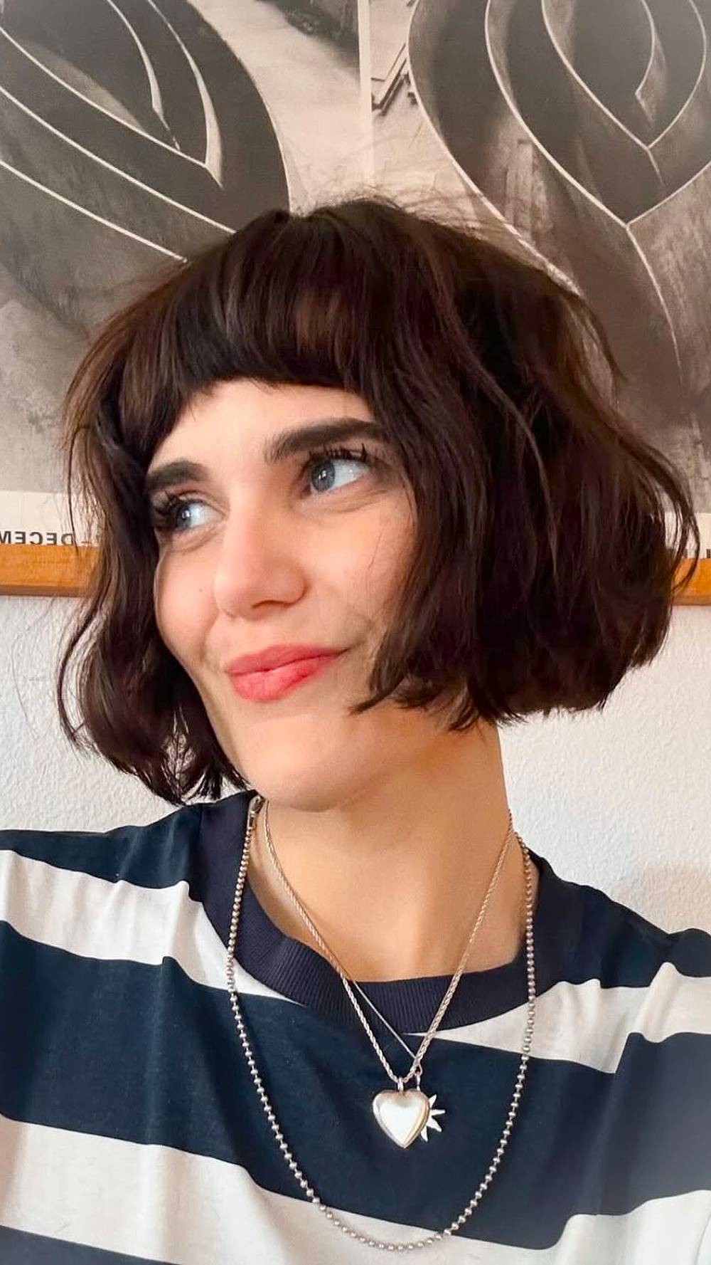 Textured Shaggy French Bob with Wispy Bangs