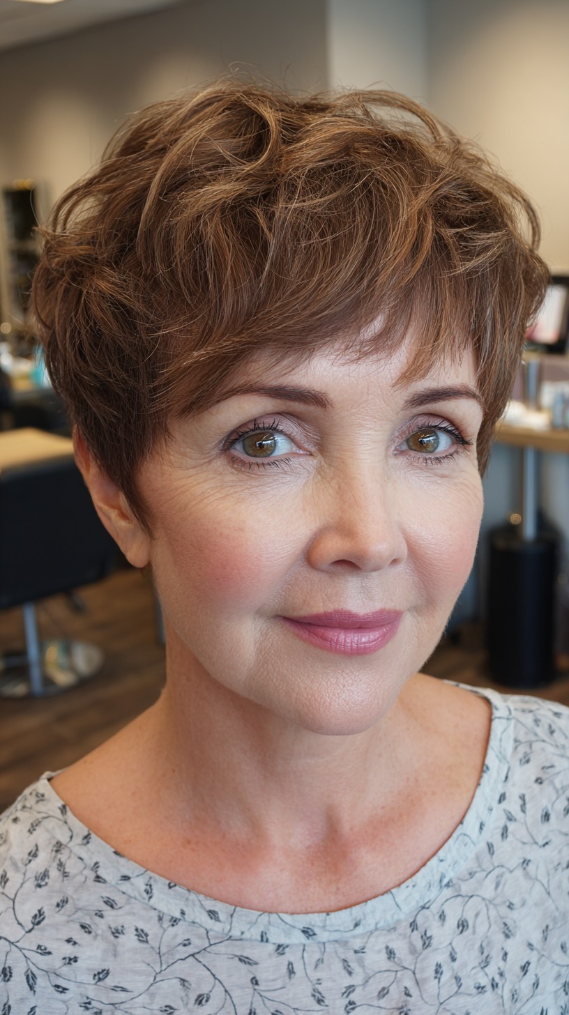 Textured Tawny Pixie with Wispy Bangs