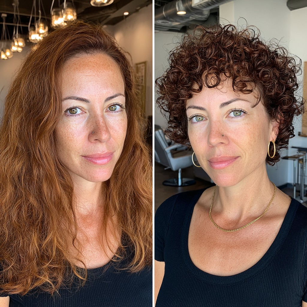 Vibrant Auburn Tight Curls Transformation
