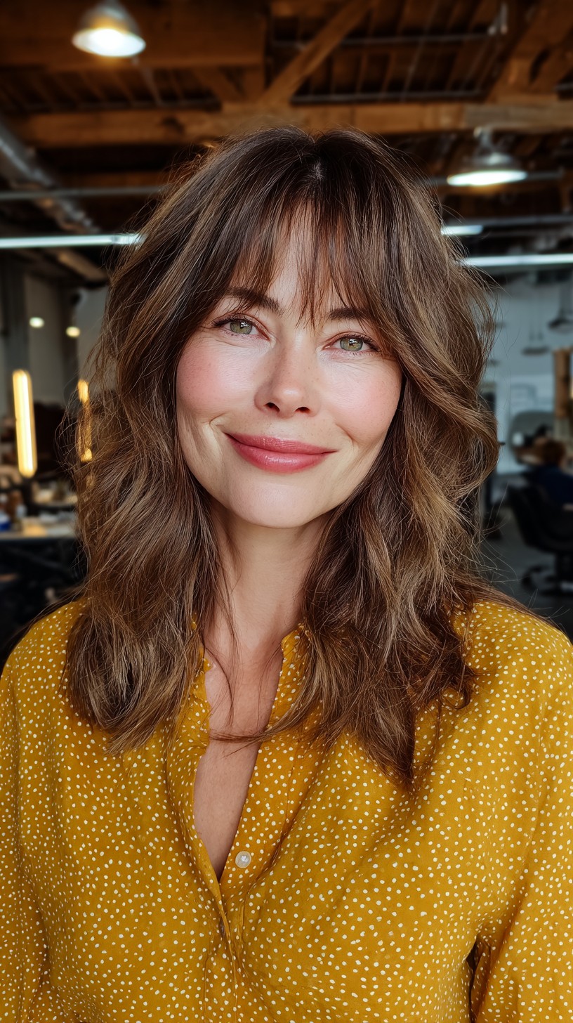 Windswept Toffee Waves with Bangs