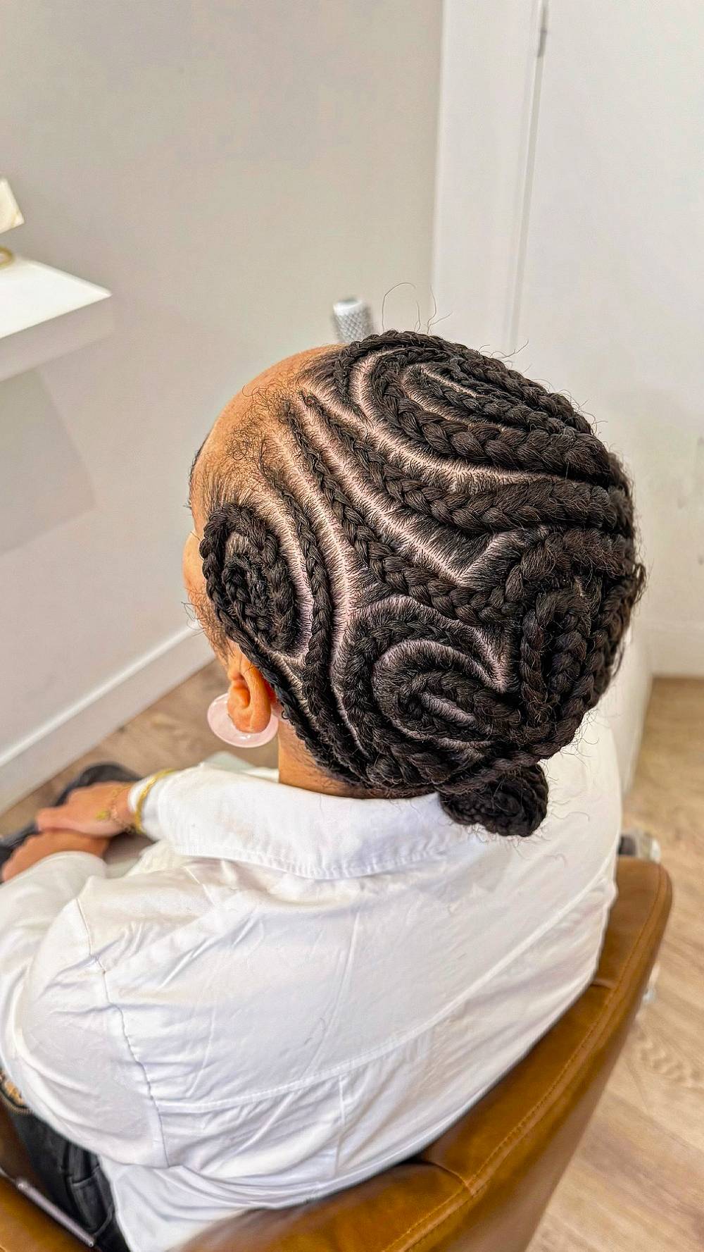 Artfully Curved Cornrow Braids with Elegant Swirls