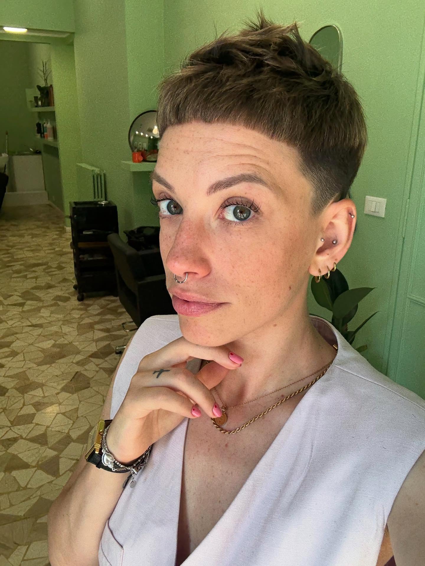 Bold Tousled Pixie with Angled Top