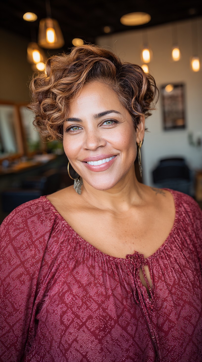 Bouncy Caramel Spiral Curls For Short Hair