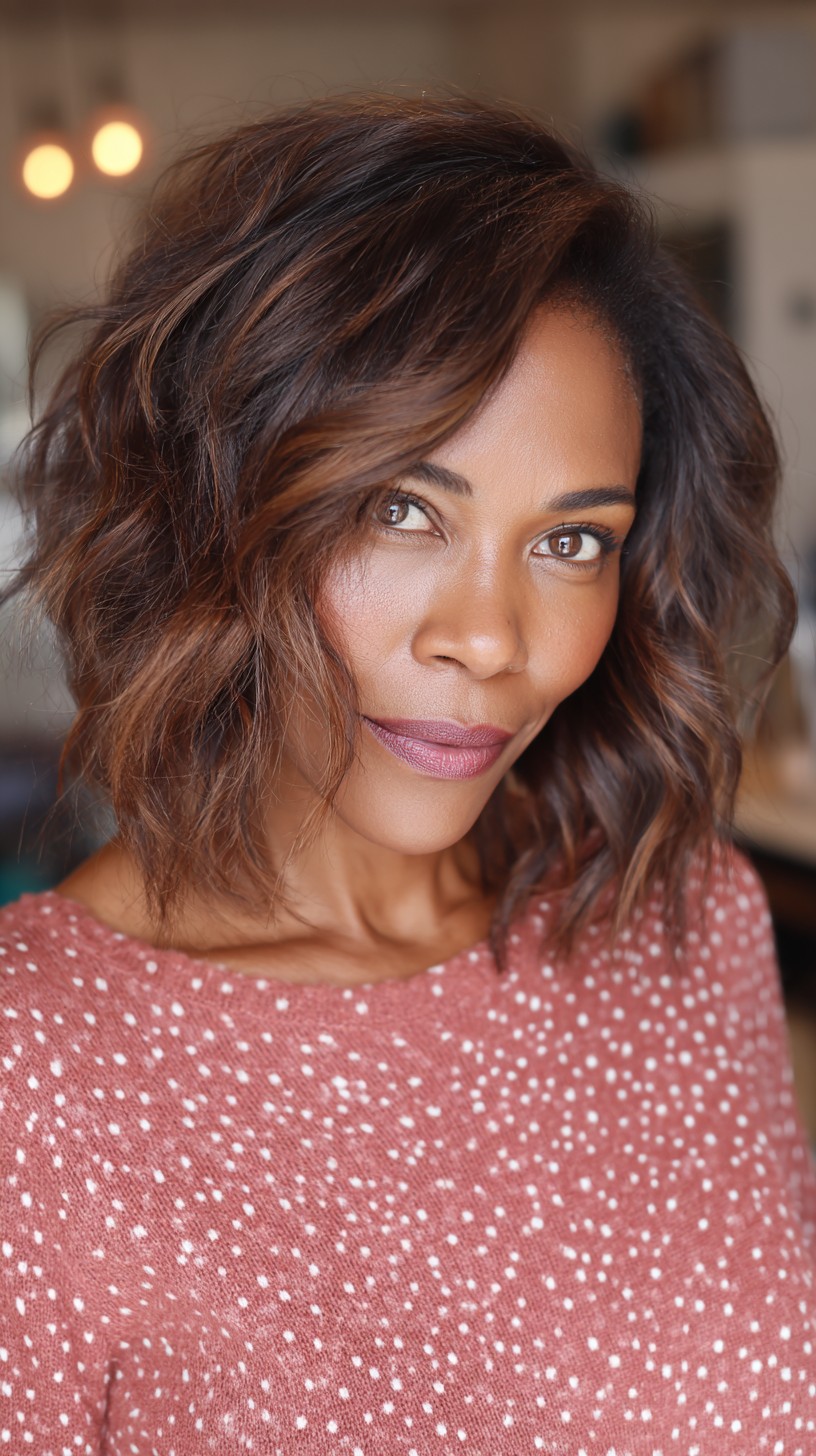 Brunette Waves with Caramel Highlights