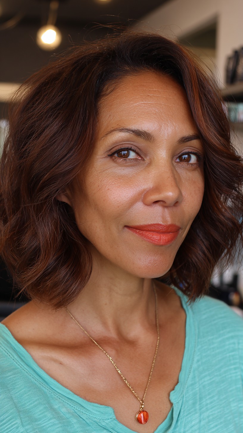 Burnished Copper Waves with Soft Contours