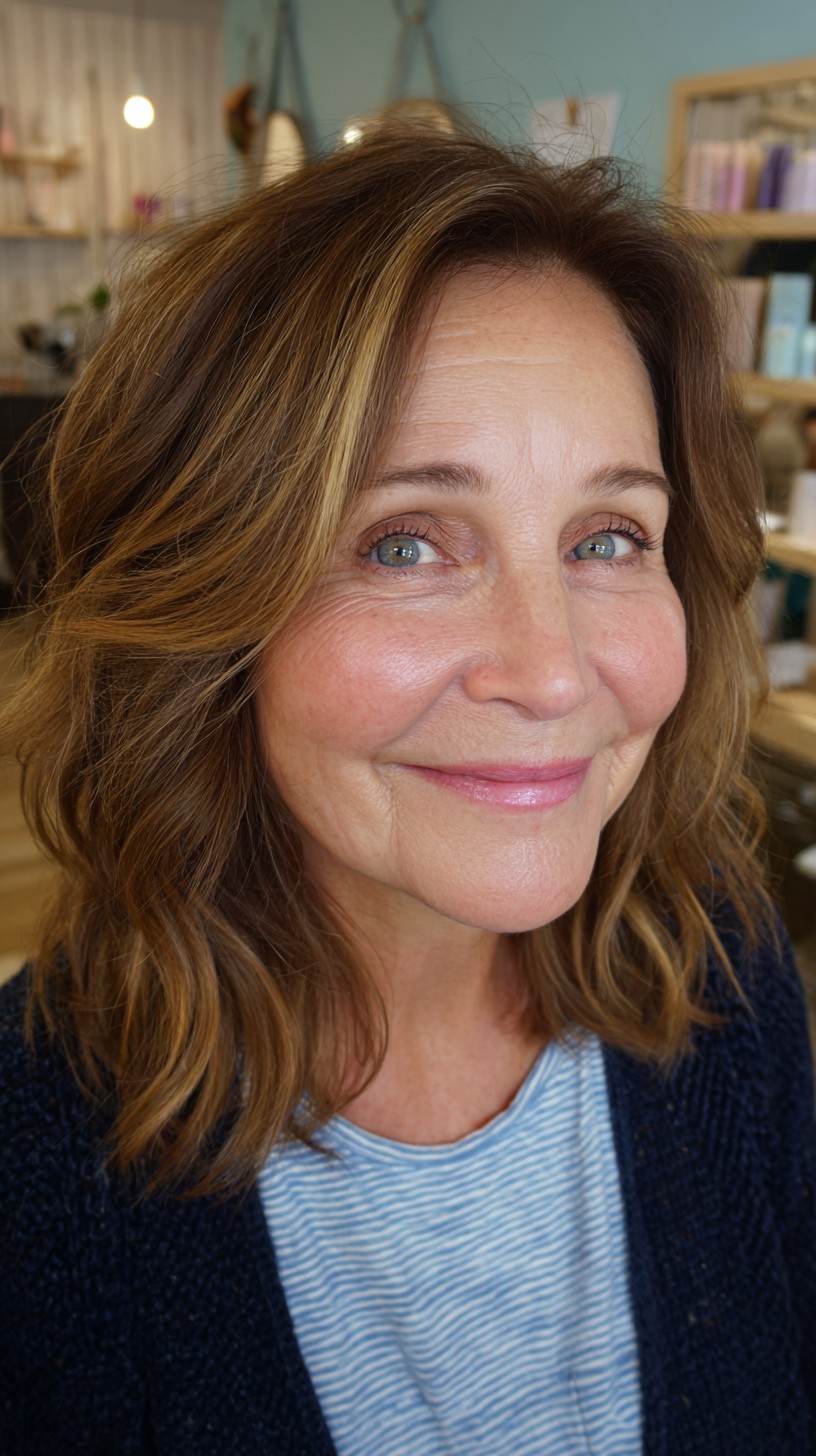 Cascading Caramel Ribbons on Soft Waves